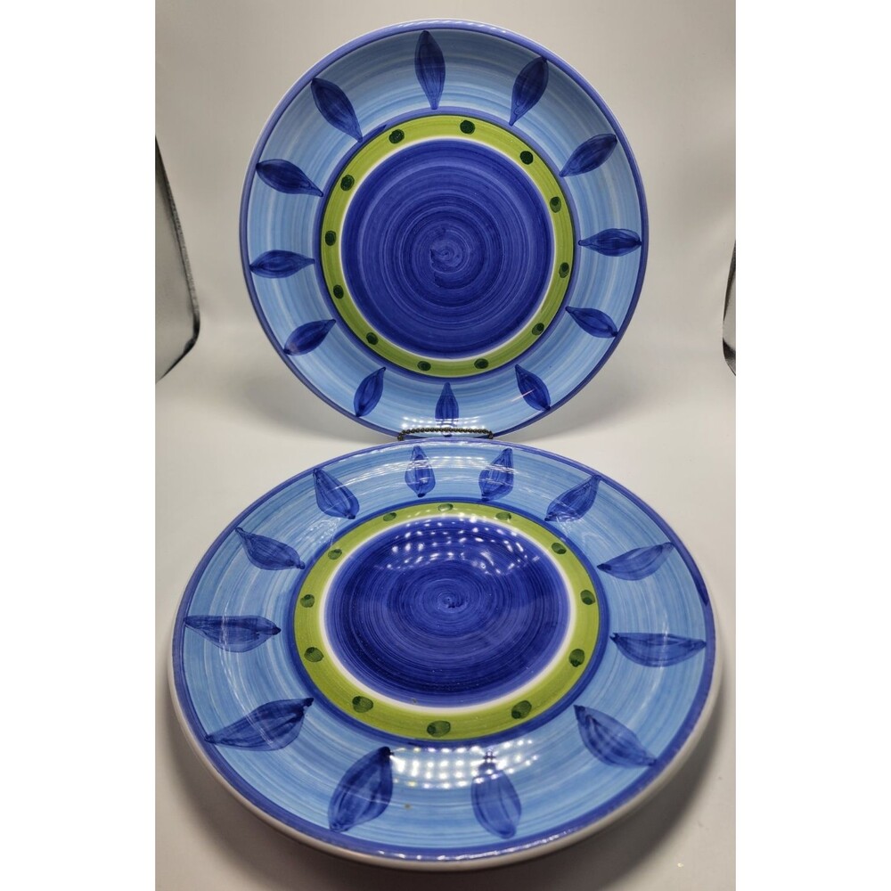 Caleca Pottery Blue Moon Dinner Plates Italy (Set of 2) READ!!!!
